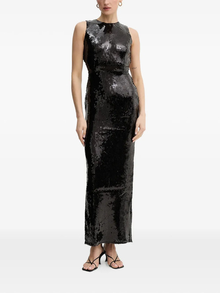  Bardot Portia Sequin Open Back Dress - Black 
