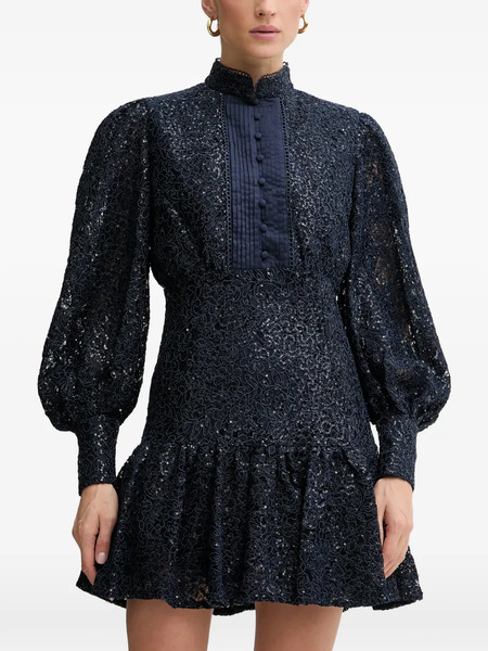  Bardot Remy Sequin-embellished Ruffled-detail Mini Dress - Blue 