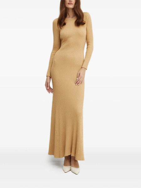  Bardot Ribbed Open-back Maxi Dress - Neutrals 