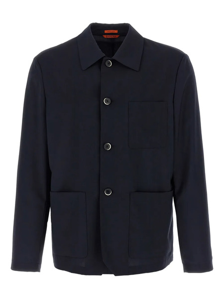  Barena Button-cuffed Wool Overshirt - Blue 