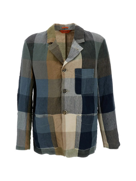  Barena Checkered Patch-pocket Jacket - Neutrals 