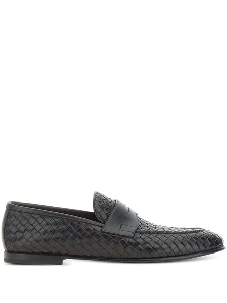  Barrett Woven Leather Loafers - Brown 