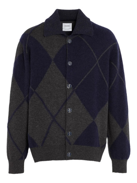  Barrie Argyle-pattern Cardigan - Grey 