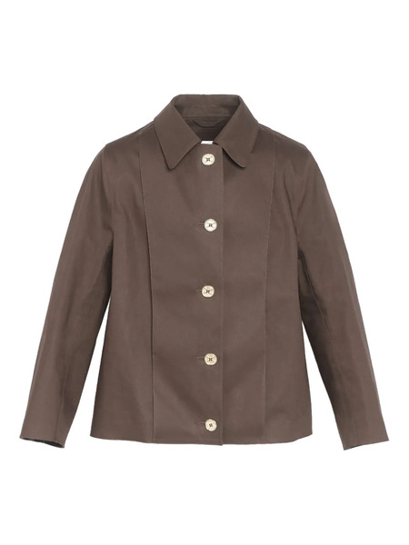  Barrie Button-fastening Collared Raincoat - Brown 