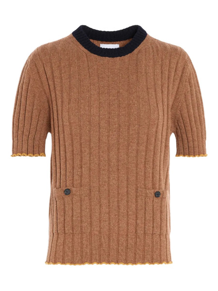  Barrie Cashmere-blend Ribbed T-shirt - Brown 