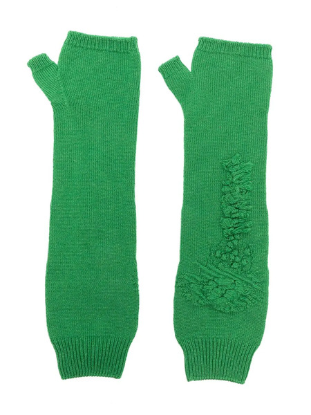  Barrie Cashmere Fingerless Mittens - Green 