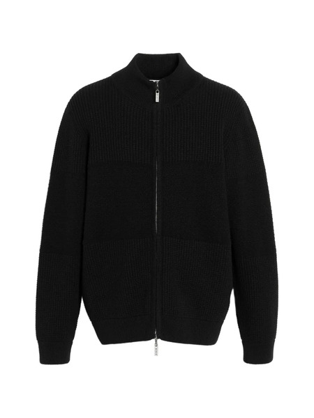  Barrie Chunky Waffle-effect Zip Cardigan - Black 