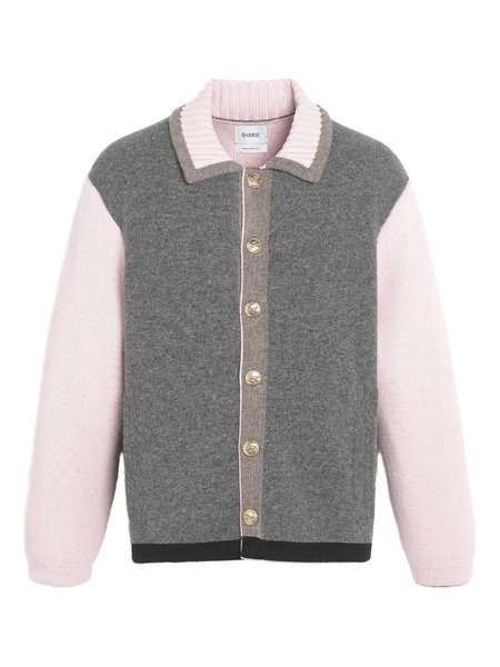  Barrie Colour-block Buttoned Cardigan - Grey 