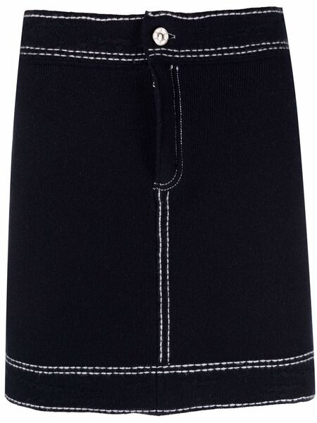  Barrie Contrast-stitch Mini Skirt - Blue 