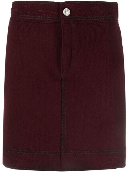  Barrie Contrast-stitch Mini Skirt - Red 