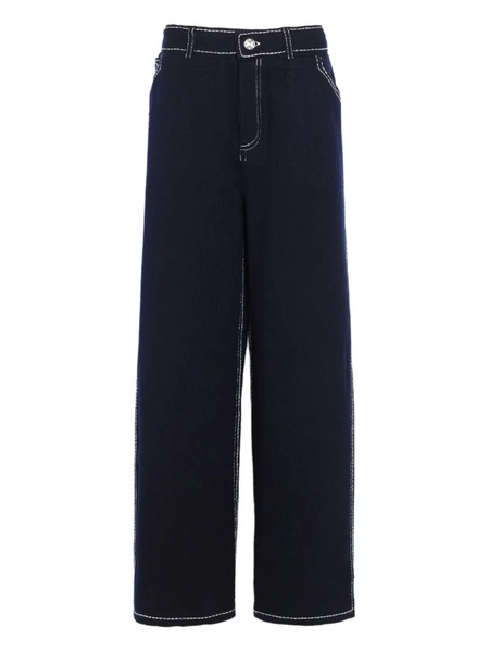  Barrie Contrast-stitch Wool Trousers - Blue 