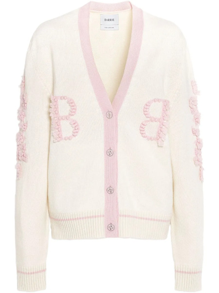  Barrie Embroidered Logo Cardigan - White 