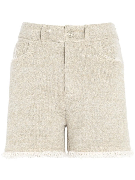 Barrie Fine-knit Fringe-detail Shorts - Neutrals 