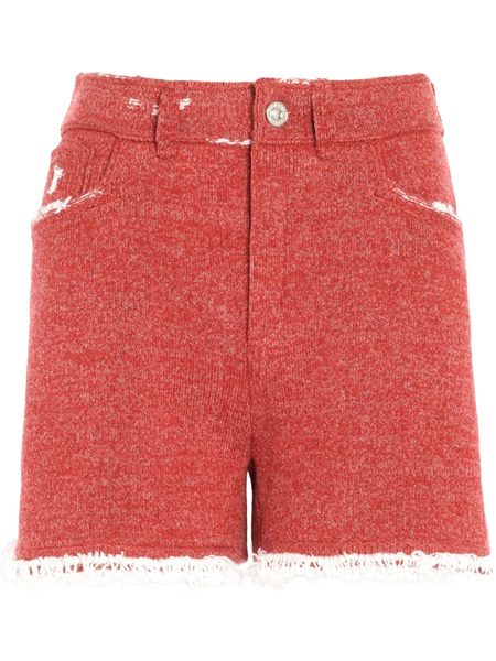  Barrie Fine-knit Fringe-detail Shorts - Red 