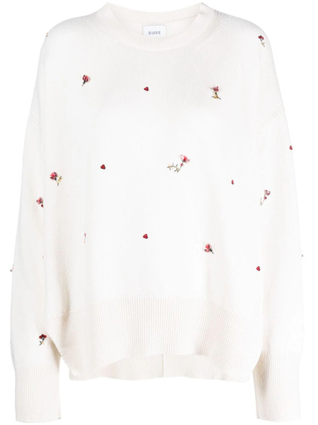  Barrie Floral-embroidery Cashmere Jumper - Neutrals 
