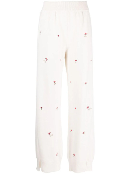  Barrie Floral-embroidery Cashmere Trousers - Neutrals 