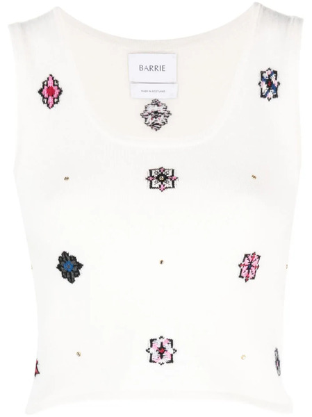 Barrie Floral-motif Cropped Knitted Top - Neutrals 