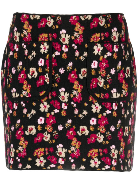  Barrie Floral-print Cashmere Miniskirt - Black 