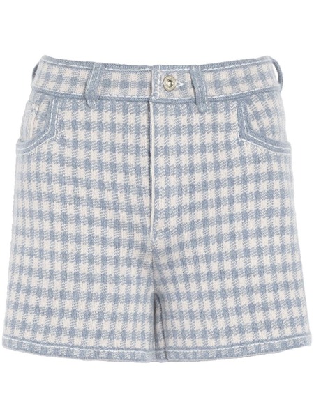  Barrie Gingham-check Cashmere-blend Shorts - Grey 
