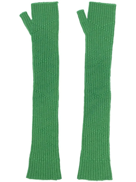  Barrie Long Knit Fingerless Gloves - Green 