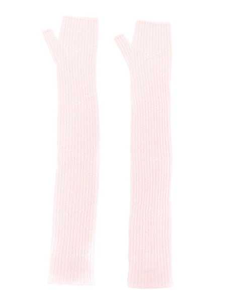  Barrie Long Knit Fingerless Gloves - Pink 