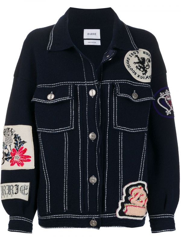  Barrie Patched Knitted Jacket - Blue 