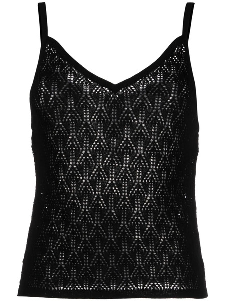  Barrie Pointelle-knit Cashmere Top - Black 