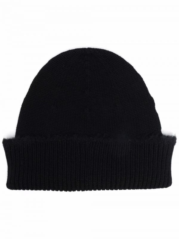  Barrie Ribbed Cashmere Beanie - Black 