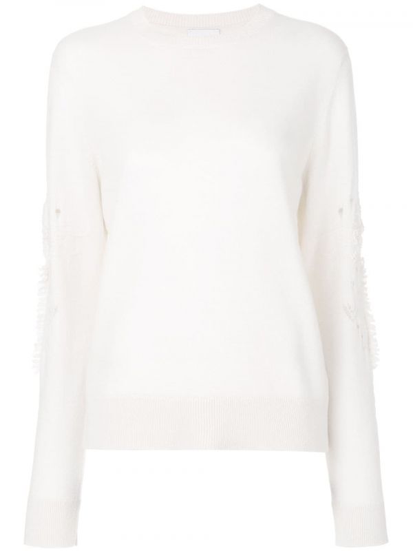  Barrie Romantic Timeless Cashmere Round Neck Pullover - White 