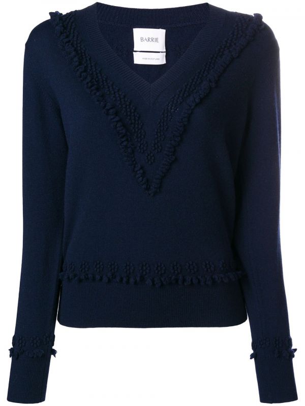  Barrie Romantic Timeless Cashmere V Neck Pullover - Blue 
