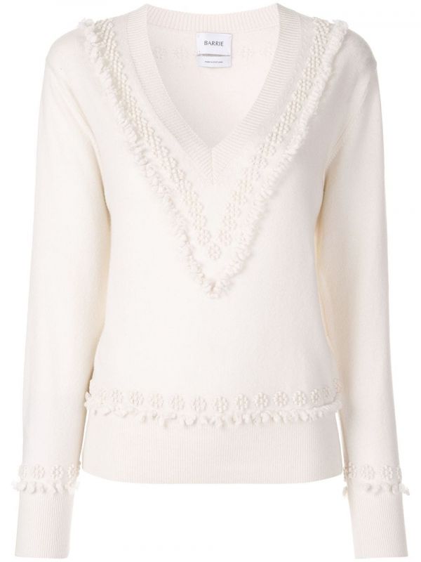  Barrie Romantic Timeless Cashmere V Neck Pullover - Neutrals 
