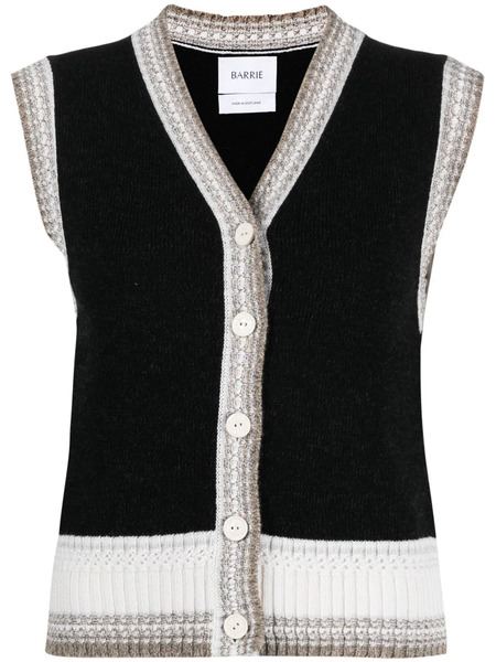  Barrie Sleeveless Cashmere Cardigan - Black 