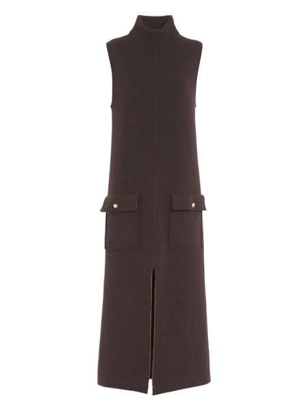  Barrie Sleeveless Pocket Midi Dress - Brown 