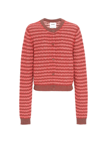  Barrie Striped Button Cardigan - Red 