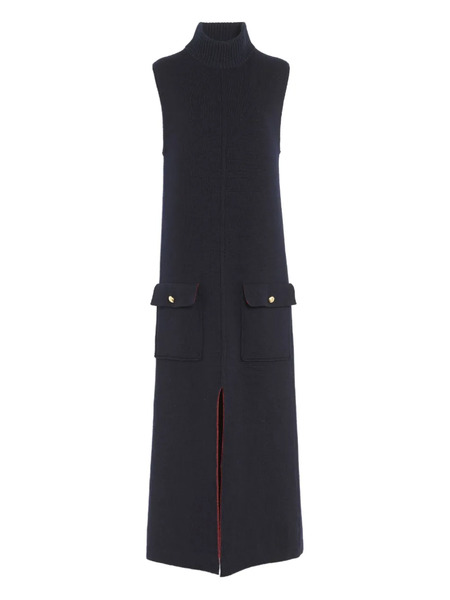  Barrie Turtleneck Pocket Midi Dress - Black 