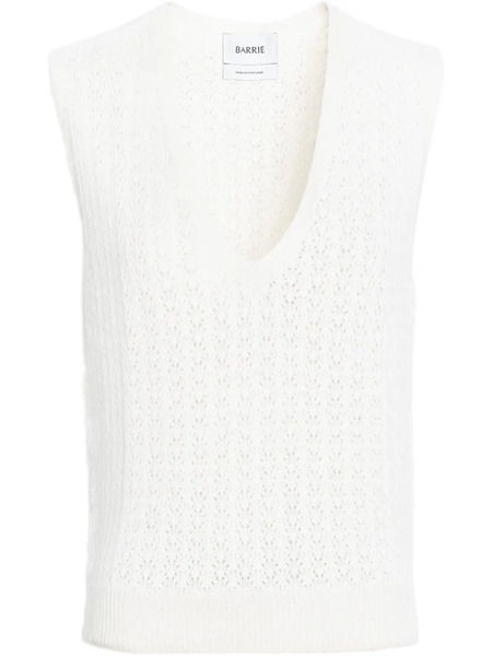  Barrie V-neck Cashmere Top - White 