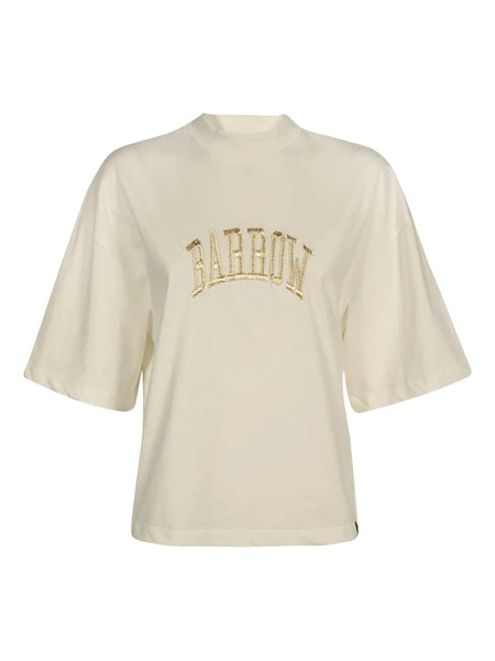  Barrow Embroidered-bear Cotton T-shirt - Neutrals 