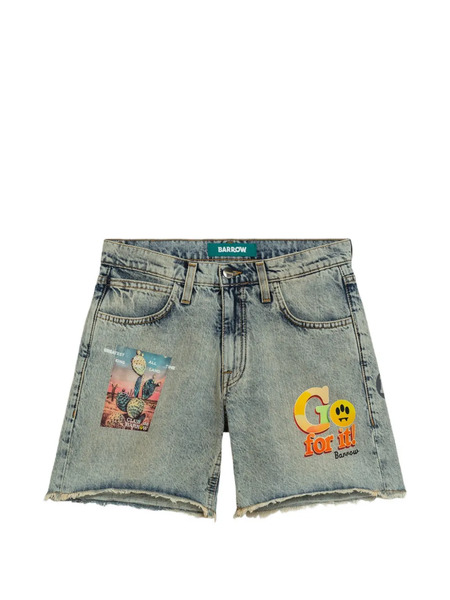  Barrow Graphic Frayed Shorts - Blue 