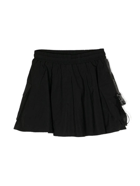  Barrow Kids Buckle-strap Flared Miniskirt - Black 
