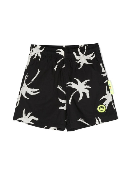  Barrow Kids Graphic-print Elasticated Shorts - Black 