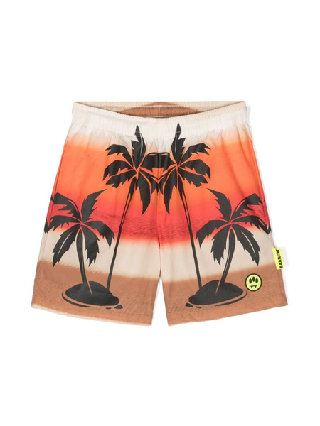  Barrow Kids Palm Tree-print Deck Shorts - Neutrals 