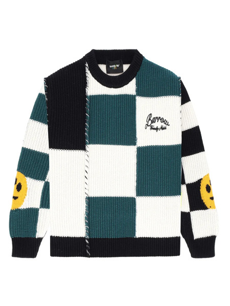  Barrow Kids Smiley-face Patchwork Sweater - White 