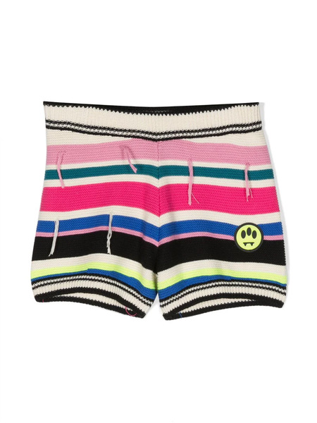  Barrow Kids Striped Logo-patch Knitted Shorts - Neutrals 