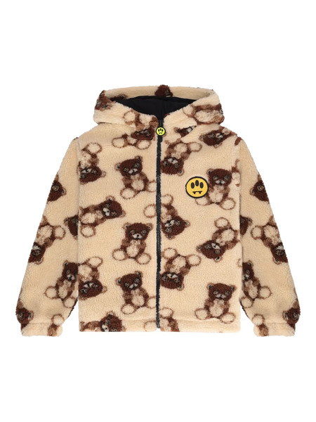  Barrow Kids Teddy-pattern Hooded Jacket - Neutrals 