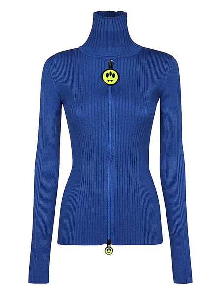 Barrow Ribbed High-neck Zip-front Cardigan - Blue 