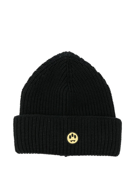  Barrow Smiley-patch Cotton Beanie - Black 