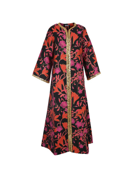  Baruni Aziza Abaya Floral Coat - Black 
