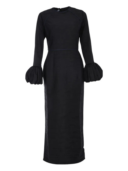  Baruni Talia Ruffle-cuffs Maxi Dress - Black 