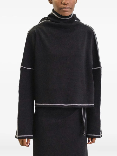  Baserange Camer Contrast-stitch Turtleneck Top - Black 