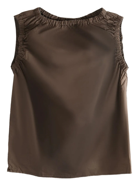  Baserange Gathered-sleeve Top - Brown 